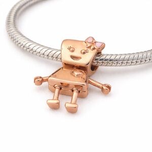 New Rose Gold Girl Robot Charm